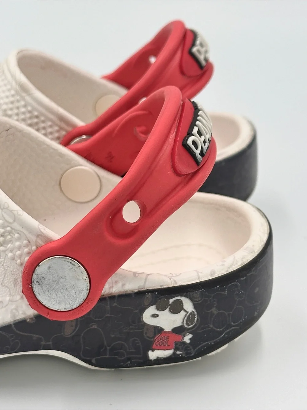 Toddler 8 White and Red Snoopy CROCS